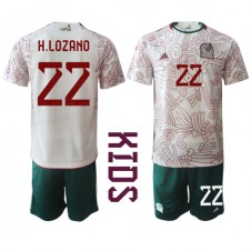 Mexico Hirving Lozano #22 Bortedraktsett Barn VM 2022 Kortermet (+ korte bukser)
